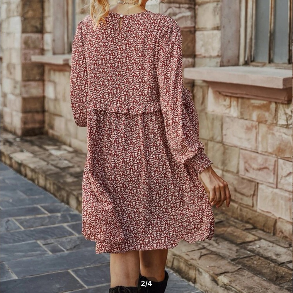 All over prink ruffled baby doll dress - Picture 3 of 4